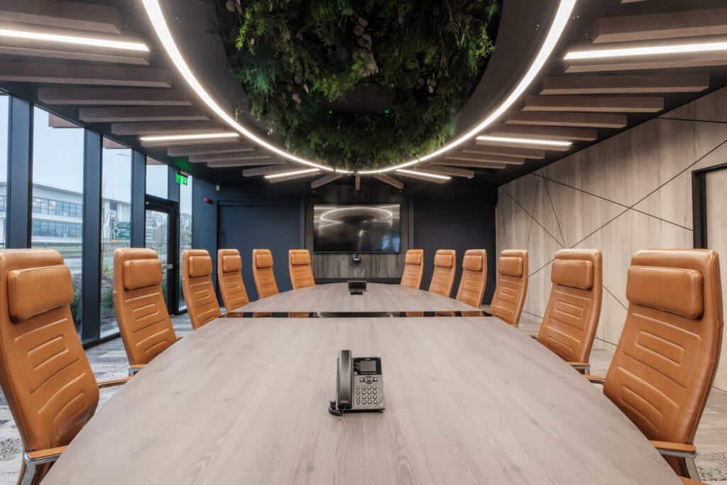 Beal Homes Boardroom office interior design with Biophilic roofing